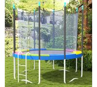 Copertura Tappeto Elastico Ø305x30 cm Pieghevole e Portatile, Protezione Trampolino da Giardino in Plastica, PE e Schiuma EPE, Multicolore Descrizione:Goditi il divertimento all'aria aperta con l'aiut