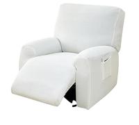 Copertura Tavolo Esterno 4 pezzi Jacquard divano reclinabile fodera 1 posto poltrona singola copertura protezione mobili anti-polvere(White)