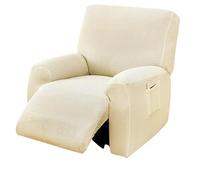 Copertura Tavolo Esterno 4 pezzi Jacquard divano reclinabile fodera 1 posto poltrona singola copertura protezione mobili anti-polvere(Beige)