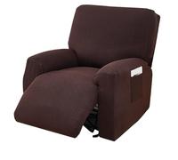 Copertura Tavolo Esterno 4 pezzi Jacquard divano reclinabile fodera 1 posto poltrona singola copertura protezione mobili anti-polvere(Coffee)