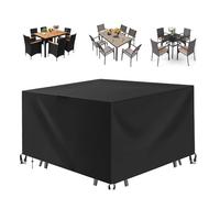 Copertura Tavolo Esterno Impermeabile 260x125x90cm /LxWxH Nero Telo Di Copertura per Mobili Da Giardino,Copertura Mobili Da Giardino, Telo Esterno Raggi UV Resistente Copridivano per Mobile Esterno