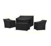 Copertura Tavolo Esterno Impermeabile Set Di Coperture For Mobili Da Giardino Veranda Esterno In 1-4 Pezzi Con Copridivano Tessuto Durevole E Resistente All'acqua 210D(Black,81X73X78X58cm)