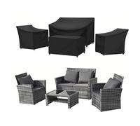 Copertura Tavolo Esterno Set di coperture for mobili da giardino for veranda da esterno in 1-4 pezzi con copridivano for esterno in tessuto durevole e resistente all'acqua 210D ( Color : Black , Size