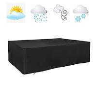 Copertura Tavolo Giardino Esterno, Coperture per Mobili da Giardino Copertura per Tavolo da Giardino Rettangolare Esterno Copritavolo Impermeabile Vento 420D in Tessuto Oxford215x75x93cm nero