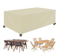 Copertura Tavolo Sedie Esterno Telo 160 x 130 x 60 cm Copertura Tavolo Esterno Copertura Protettive, Resistente Allo Strappo/Antipolvere, Telo Impermeabile per Tavolo, per Eventuali Mobili, Beige