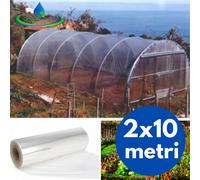 COPERTURA TELO DI RICAMBIO TRASPARENTE IN POLIETILENE SERRA ORTO GAZEBO 2x10 mt