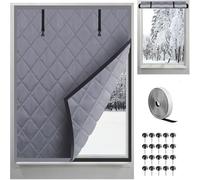 Copertura Termica per Finestre Invernali, Copertura Termica in Tessuto Oxford Resistente, Contro Il Freddo Kit Pellicola per Finestre, per Infissi, Mansarde, Roulotte e Camper(Gray,130x269cm)