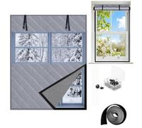 Copertura termica per finestre, tenda isolante e kit isolamento invernale | Tessuto Oxford e cotone spesso, velcro autoadesivo, pannello trasparente e arrotolabile(Gray,55x115cm)