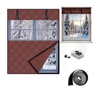 Copertura termica per finestre, tenda isolante e kit isolamento invernale | Tessuto Oxford e cotone spesso, velcro autoadesivo, pannello trasparente e arrotolabile(Marrone,50x170cm)