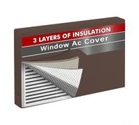 Copertura termica per interni AC invernale a 3 strati in tessuto Oxford 600D, kit di barriera termica paraspifferi ermetico blocco freddo doppio cavo fori dimensioni 21 x 15 x 3,5 pollici grigio (64 x