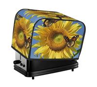 Copertura trapuntata per tostapane a 2 fette di farfalle sui girasoli, copertura trapuntata per piccoli elettrodomestici, con manico, decorazione per casa, tavolo, cucina
