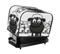 Copertura trapuntata per tostapane a 2 fette di pecora bianca e nera a forma di cartone animato, copertura per piccoli elettrodomestici, con manico, per decorare la casa, la tavola, la cucina