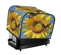 Copertura trapuntata per tostapane a 4 fette, motivo farfalle sui girasoli, copertura per piccoli elettrodomestici con manico, decorazione per casa, tavolo, cucina