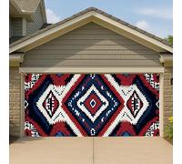 Copertura tribale per porta del garage, grande decorazione geometrica sud-ovest, decorazione rustica per la casa all'aperto per la stagione autunnale, 400 x 180 cm