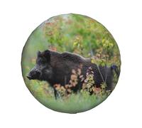 Copertura universale di ricambio per ruota di scorta, con cinghiale in una foresta, impermeabile, antipolvere, per rimorchi, camper, SUV, fuoristrada, 40,6 cm
