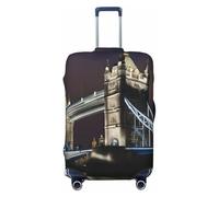 Copertura universale elastica per valigie con stampa Tower Bridge in Londra, accessorio da viaggio quotidiano, Nero , S, Bagaglio a mano