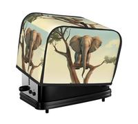Copertura universale per tostapane a 2 fette con tasche, copertura universale per la macchina del pane, piccolo elefante sull'albero, copertura per piccoli elettrodomestici con manico, protezione da