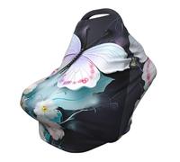 Copertura versatile per passeggino o allattamento, appositamente progettata per il tuo bambino, con motivo a farfalle, colore: bianco