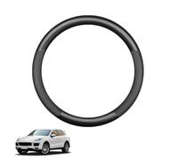 Copertura Volante Auto in Fibra di Carbonio per Cayenne 2019-2025 Antiscivolo Traspirante Protezioni del Volante Nero Opaco Forma Rotonda,Matte+Leather