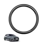 Copertura Volante Auto in Fibra di Carbonio per I20 N 2020-2024 Antiscivolo Traspirante Protezioni del Volante Nero Opaco Forma Rotonda,Matte+Leather
