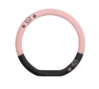 Copertura Volante Coprivolante universale per auto, in pelle effetto pelle, tipo D, super sottile, traspirante, antiscivolo, accessori per auto([D type] Black Pink+38cm)