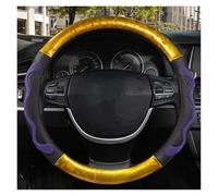 Copertura Volante Coprivolante universale ultrasottile in fibra di carbonio per auto, tipo D, impugnatura antiscivolo per quattro stagioni estive(Purple yellow+round)