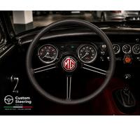 Copertura Volante In Pelle Nera Per MG TC Midget 1945-1950 Forata