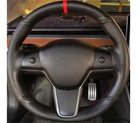 Copertura Volante Per Tesla Per Il Modello 3 2015 2016 2017 2018 2019 2020 Per Il Modello Y 2019 2020 Coprivolante Per Auto Cucito A Mano Pelle Microfibra Nera(Yellow Thread)