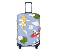 Coperture colorate per bagagli da viaggio con pesci koi, elastiche, per valigie, 45-81 cm, Nero , S