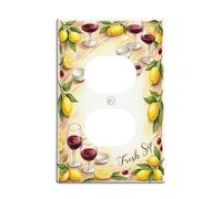 Coperture da parete duplex con limone, piatti da parete estivi rustici per bicchieri da vino ciliegie in plastica gialla estiva per prese elettriche per casa, soggiorno, decorazione per appartamenti
