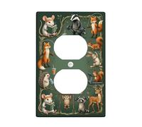 Coperture da parete duplex con scoiattolo, fantasiosa natura, volpe, riccio, autunno, in plastica, dimensioni standard, per prese elettriche per nuovo appartamento, casa, camera da letto, ufficio