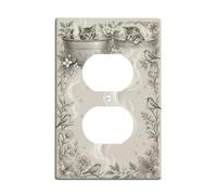 Coperture da parete duplex per bagno con gatti, fiori floreali vintage uccelli primavera beige plastica dimensioni standard decorative prese coperture per casa soggiorno camera da letto appartamento