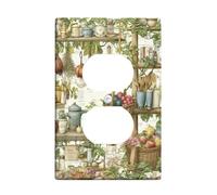 Coperture da parete duplex per utensili da cucina, rustiche vintage erbe frutta autunno verde plastica dimensioni standard doppia presa di corrente piastra di copertura per nuovo appartamento casa