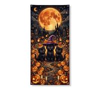 Coperture decorative per porta a forma di gatto, fantasiose zucche festive, luna, Halloween, arancione, con corda, striscione per porta d'ingresso, decorazione per la casa, per portico, patio, interni