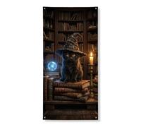 Coperture decorative per porta a forma di gatto, fantasiosi libri magici, bacchetta magica per Halloween, con corda da appendere, decorazione per la casa, per portico, porta, parete, interni ed