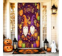 Coperture decorative per porta a forma di gnomo, fantasiose zucche festive, ragnatela, Halloween, viola, con corda, striscione per porta d'ingresso, decorazione per la casa, per portico, porta, parete