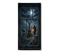 Coperture decorative per porta cimitero, gotico fantasia scura angelo mantellato figura Halloween nero con corda cartello per porta d'ingresso decorazione per la casa per portico ingresso interno