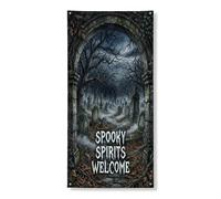 Coperture decorative per porta cimitero, gotico inquietante lapidi alberi Halloween grigio con corda da appendere striscione per porta decorazione per la casa per porta, parete, portico, decorazione