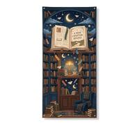Coperture decorative per porta del libro, accoglienti, vintage, per libreria, sedia letteraria, blu navy, con corda, cartello per porta d'ingresso, decorazione per la casa, per portico, porta, parete