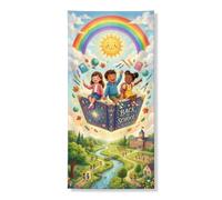Coperture decorative per porta del libro, giocoso colorato arcobaleno sole autunno blu con corda porta d'ingresso banner decorazione per la casa per portico porta interna esterna feste 91 x 182 cm