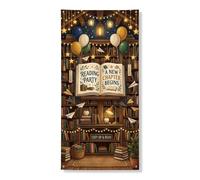 Coperture decorative per porta del libro, letterario accogliente, con palline gonfiabili ad aria, per libreria, lettura, marrone, con corda da appendere, decorazione per la casa, per portico, patio