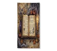 Coperture decorative per porta del libro, mistiche zucche autunnali con candela di Halloween marrone con corda per porta d'ingresso, decorazione per la casa per portico porta interna ed esterna feste