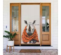 Coperture decorative per porta di benvenuto a pois con rinoceronte, per interni ed esterni, decorazioni per primavera/estate/autunno/inverno, Halloween e Natale