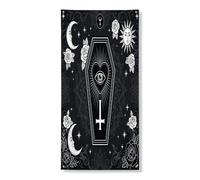 Coperture decorative per porte a bara, gotiche, rose scure, luna, Halloween, nero, con corda, decorazione per la casa, per portico, patio, interni ed esterni, 91 x 182 cm