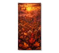 Coperture decorative per porte a farfalla, con natura, foglie autunnali, tramonto, autunno, arancione, con corda, decorazione per la casa, per portico, porta, parete, interni ed esterni, 91 x 182 cm