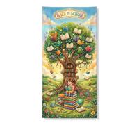 Coperture decorative per porte a forma di albero, libri educativi fantasiosi per bambini che tornano al campus, verde, con corda da appendere, striscione decorativo per la casa, per ingresso, portico
