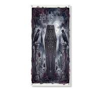Coperture decorative per porte a forma di bara, gotiche con corvi scuri, rose, Halloween, nero, con corda, striscione per porta d'ingresso, veranda, interni ed esterni, per feste, 91 x 182 cm