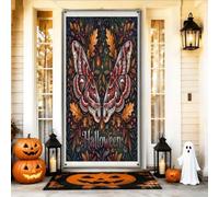 Coperture decorative per porte a forma di farfalla, con foglie autunnali, zucche, Halloween, nero, con corda, striscione per porta d'ingresso, decorazione per la casa, per portico, porta, parete