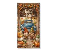 Coperture decorative per porte a forma di gnomo, rustiche, vintage, con zucche autunnali, arancioni, con corda, striscione per porta, ingresso, portico, interni ed esterni, 91 x 182 cm