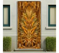 Coperture decorative per porte a forma di grano, rustiche, naturali, floreali, autunnali, dorate, con corda, striscione per porta d'ingresso, decorazione per la casa, per portico, porta, parete